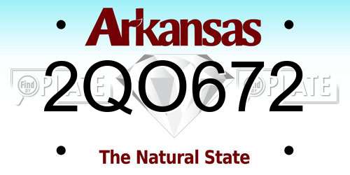2QO672 Arkansas License Plate