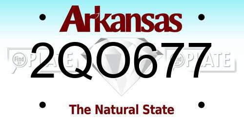 2QO677 Arkansas License Plate