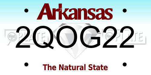 2QOG22 Arkansas License Plate