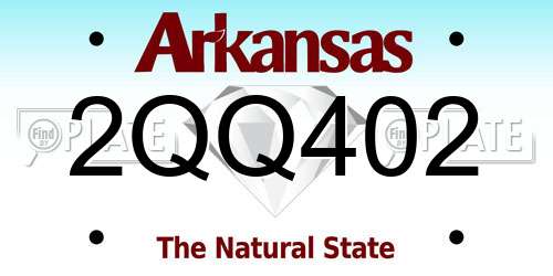 2QQ402 Arkansas License Plate