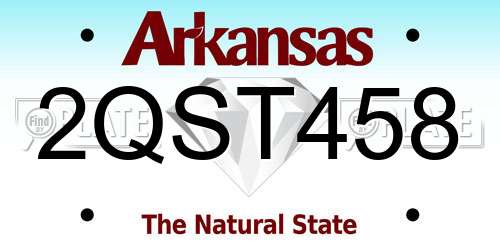 2QST458 Arkansas License Plate