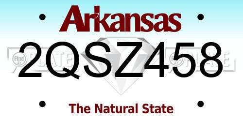 2QSZ458 Arkansas License Plate