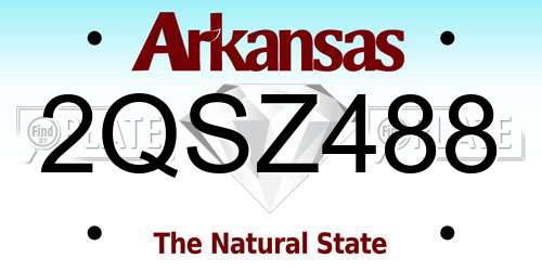 2QSZ488 Arkansas License Plate