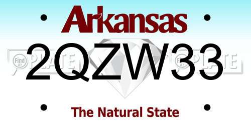 2QZW33 Arkansas License Plate