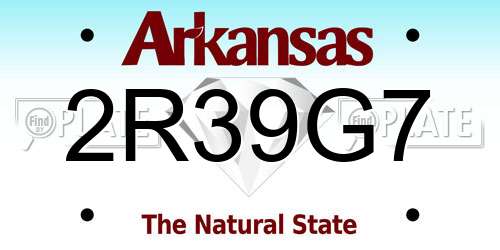 2R39G7 Arkansas License Plate
