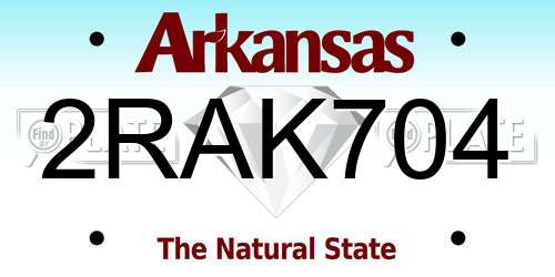 2RAK704 Arkansas License Plate