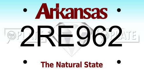 2RE962 Arkansas License Plate