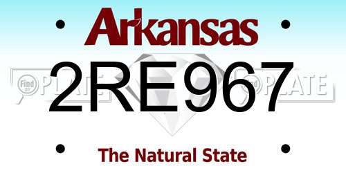 2RE967 Arkansas License Plate