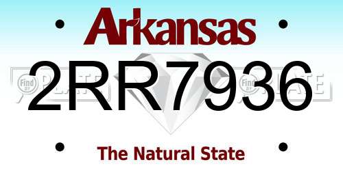2RR7936 Arkansas License Plate