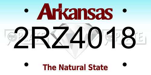 2RZ4018 Arkansas License Plate