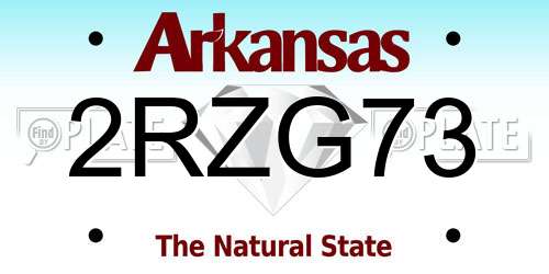 2RZG73 Arkansas License Plate