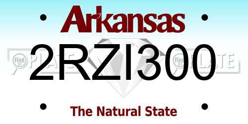 2RZI300 Arkansas License Plate