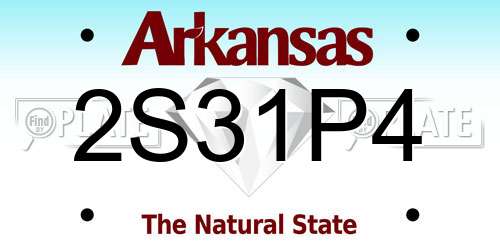 2S31P4 Arkansas License Plate