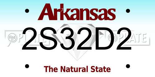 2S32D2 Arkansas License Plate