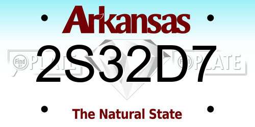 2S32D7 Arkansas License Plate