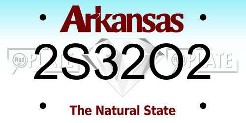 2S32O2 Arkansas License Plate