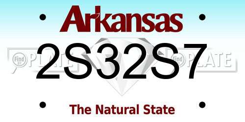2S32S7 Arkansas License Plate