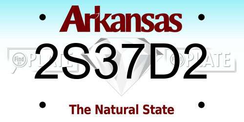 2S37D2 Arkansas License Plate