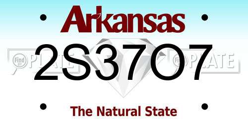 2S37O7 Arkansas License Plate