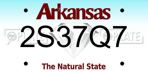 2S37Q7 Arkansas License Plate