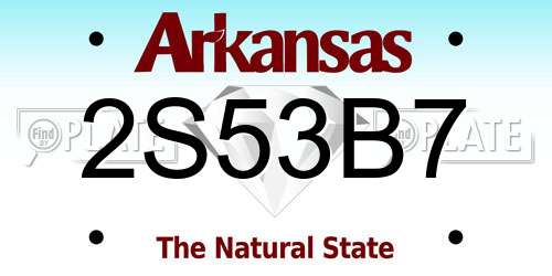 2S53B7 Arkansas License Plate
