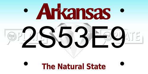 2S53E9 Arkansas License Plate