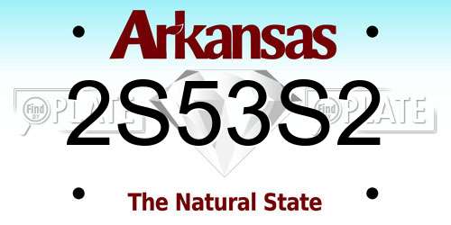 2S53S2 Arkansas License Plate