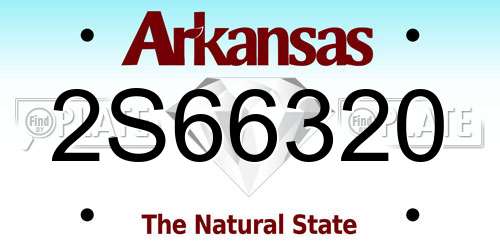 2S66320 Arkansas License Plate