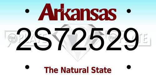 2S72529 Arkansas License Plate