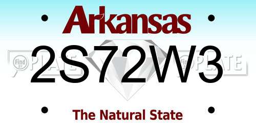 2S72W3 Arkansas License Plate