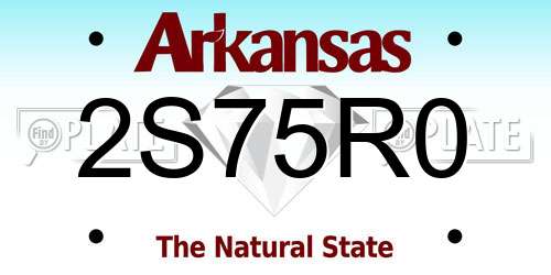 2S75R0 Arkansas License Plate