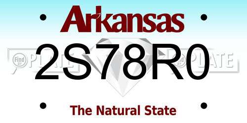 2S78R0 Arkansas License Plate