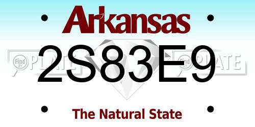 2S83E9 Arkansas License Plate