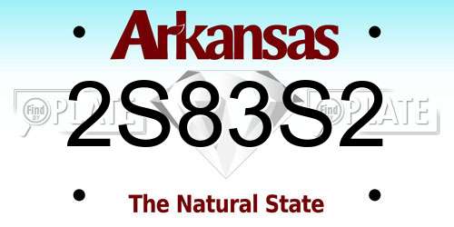 2S83S2 Arkansas License Plate
