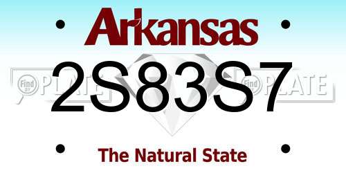 2S83S7 Arkansas License Plate