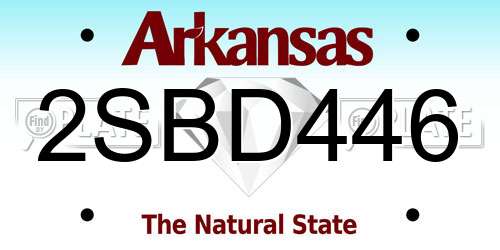 2SBD446 Arkansas License Plate