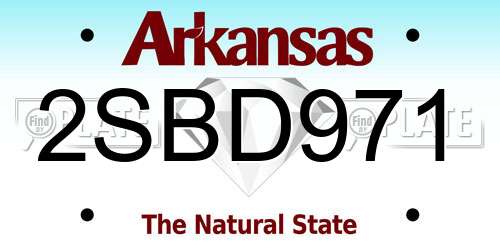2SBD971 Arkansas License Plate