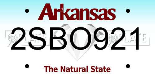 2SBO921 Arkansas License Plate