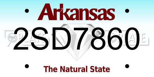 2SD7860 Arkansas License Plate