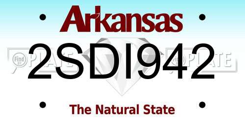 2SDI942 Arkansas License Plate