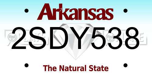 2SDY538 Arkansas License Plate