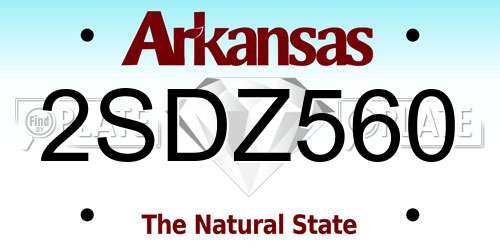 2SDZ560 Arkansas License Plate
