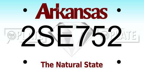2SE752 Arkansas License Plate