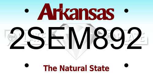 2SEM892 Arkansas License Plate