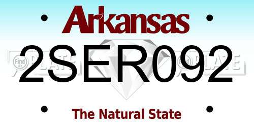 2SER092 Arkansas License Plate
