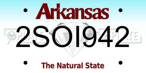 2SOI942 Arkansas License Plate