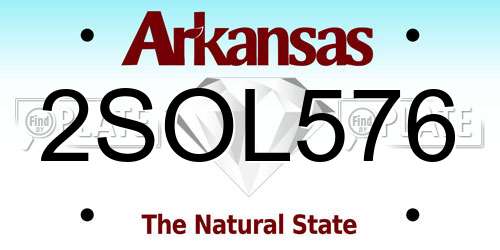 2SOL576 Arkansas License Plate