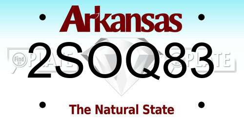 2SOQ83 Arkansas License Plate