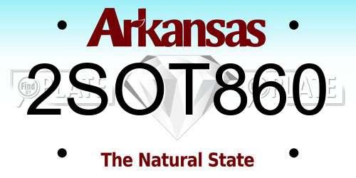 2SOT860 Arkansas License Plate
