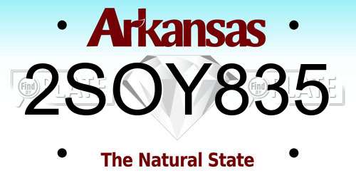 2SOY835 Arkansas License Plate